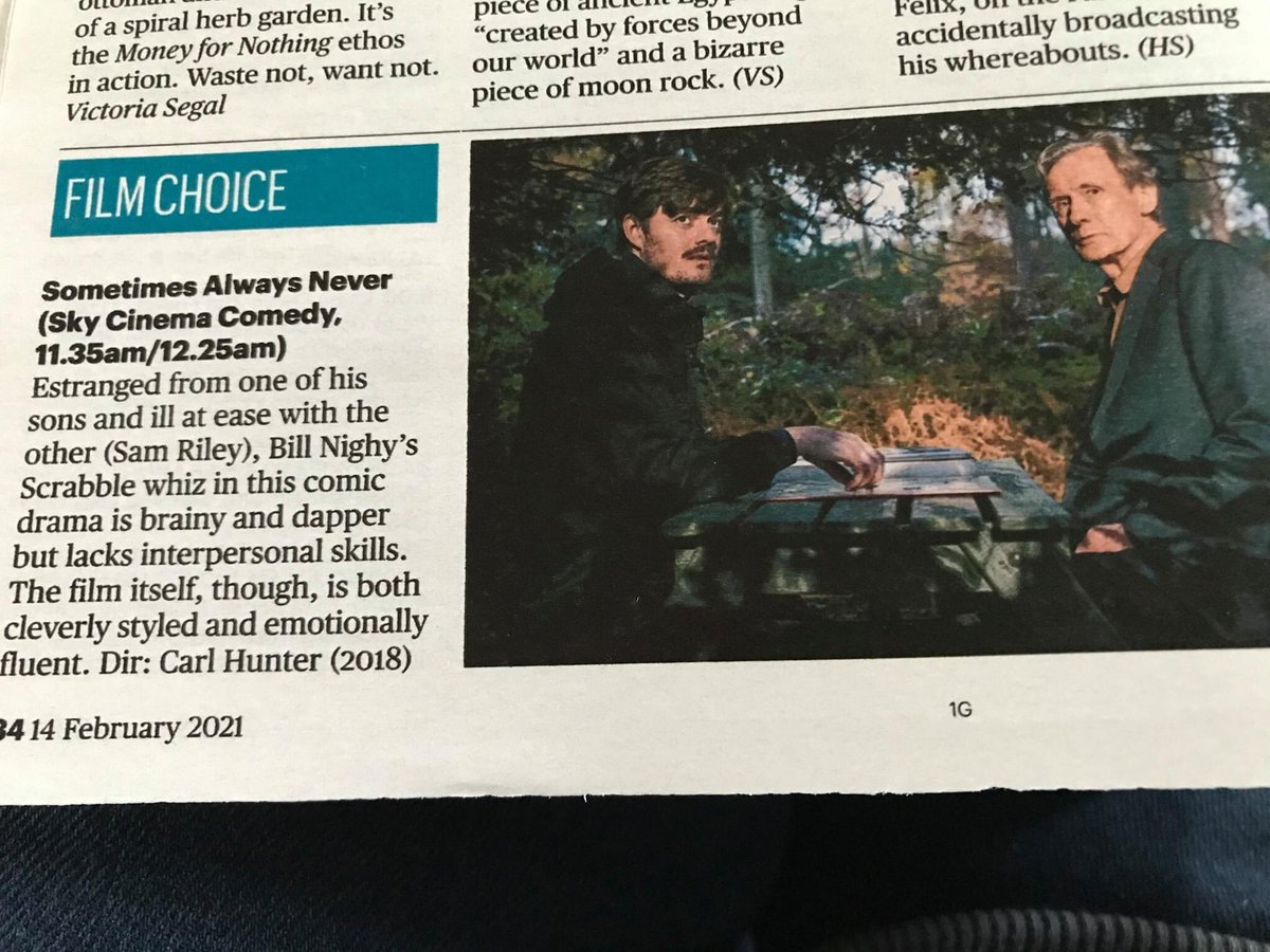 Big thanks to <a href="/ST_Culture/">Sunday Times Culture</a> for making <a href="/Sometimesmovie/">SometimesAlwaysNever</a> their film choice today @SkyCinemaUK I’m chuffed.  <a href="/FilmLiverpool/">Liverpool Film Office</a> <a href="/EdwynCollins/">Edwyn Collins</a> <a href="/FamousTimes/">Sean Read</a> @StationAgentINC <a href="/LCRMusicBoard/">Liverpool City Region Music Board</a> <a href="/ModernSkyUK/">摩登天空Modern Sky</a> @SoundCityPich <a href="/Jill_Griff/">Jill Griffiths, PFHEA (she/her)</a> <a href="/penny_macbeth/">Penny Macbeth</a>