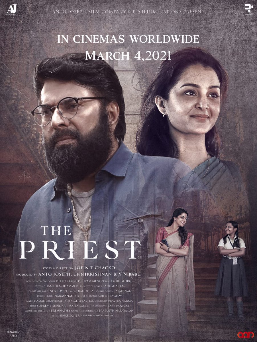 mammukka_offcl's tweet image. Here Is Another Fanmade For The Priest Film By @Bigbarmy1

Design @Abieew369

Follow @mammookkaa369 

@mammukka #Mammootty #Bilal #CBI5 #OneMovie #ThePriest #BheeshmaParvam