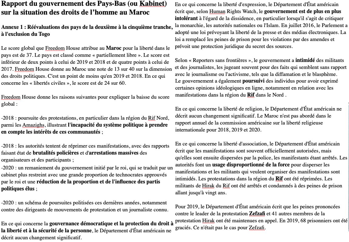 2. Voici une traduction très fidèle mais non officielle.Résumé du rapport :- Détérioration générale des droits humains, - incapacité du système politique à prendre en compte les intérêts de ses citoyens, - marginalisation des partis politiques,