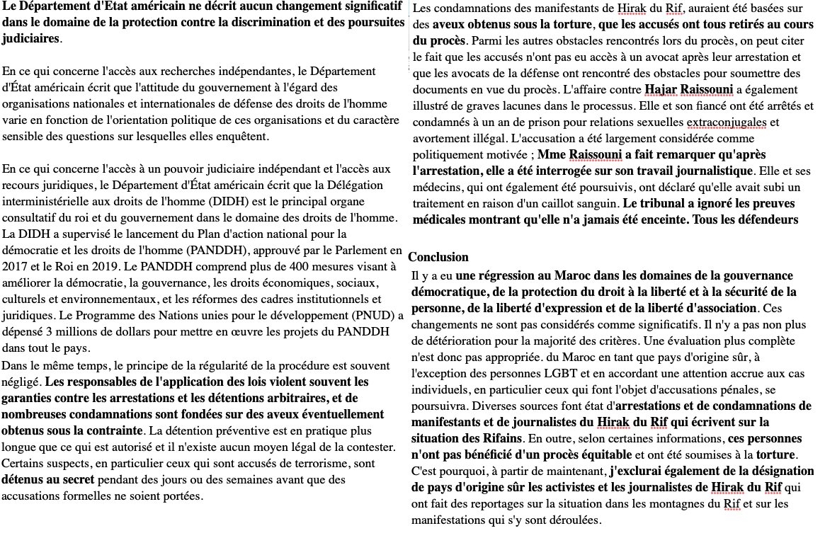 2. Voici une traduction très fidèle mais non officielle.Résumé du rapport :- Détérioration générale des droits humains, - incapacité du système politique à prendre en compte les intérêts de ses citoyens, - marginalisation des partis politiques,