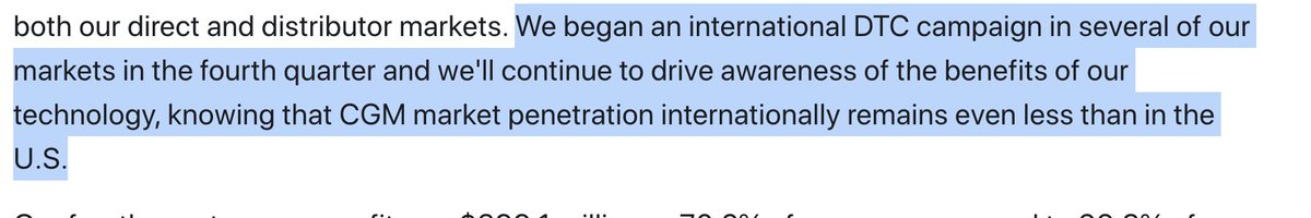 13/ Transcript 50% of sales now coming through pharmacyInternational sales 35% of revenueInternational DTC campaign launching