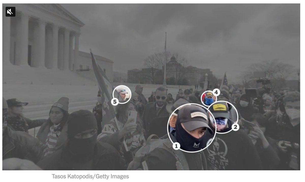 2/ On January 5th, Stone appeared at the Supreme Court, glad-handing and being driven in a go-kart. Later he attended a rally near the White House. As the  @nytimes team shows, his security entourage featured a host of  #OathKeepers...