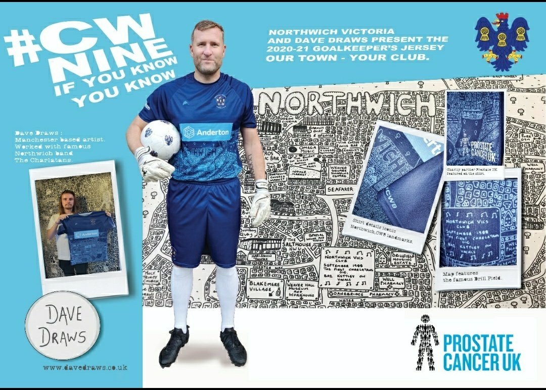 AwayVics's tweet photo. @cfsmcr @NorthwichVicsFC We agree @classicshirts @cfsmcr Proud of this πͺπβ½π
A Donation to @ProstateUK from every sale of this @DaveDraws_ @Tim_Burgess @thecharlatans Classic #CWNINE https://t.co/Iq4Dr5czFM