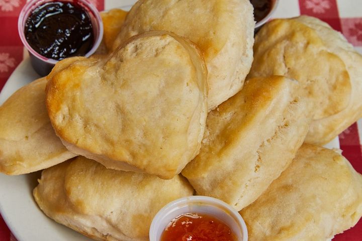 We're making heart-shaped biscuits all day for you and your sweetie! Happy Valentine's Day!