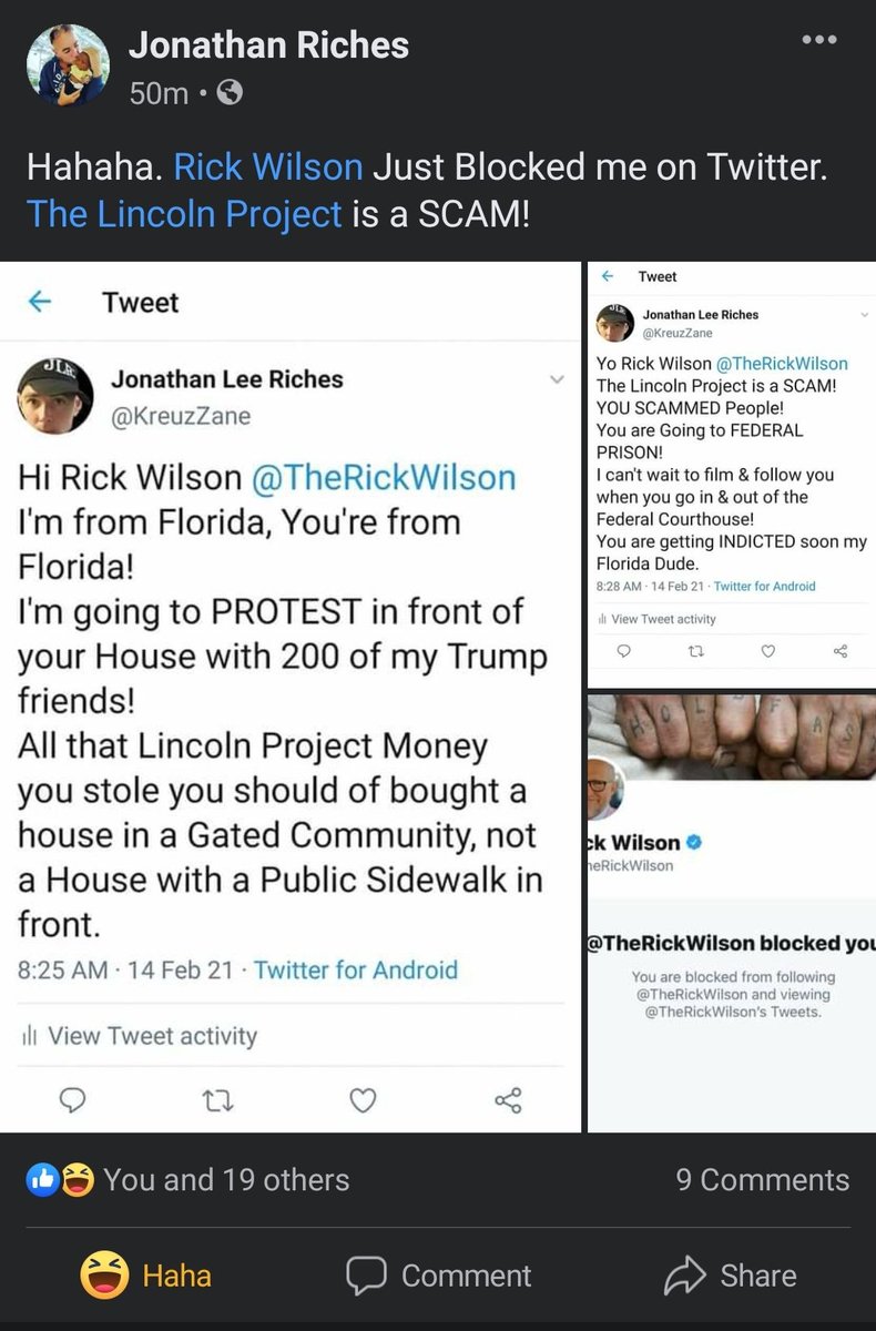 L0rdFgt666's tweet photo. Hey @TheRickWilson why did you block my friend @KreuzZane for telling you @ProjectLincoln is a scam and you're going to prison https://t.co/chxQONyH9d