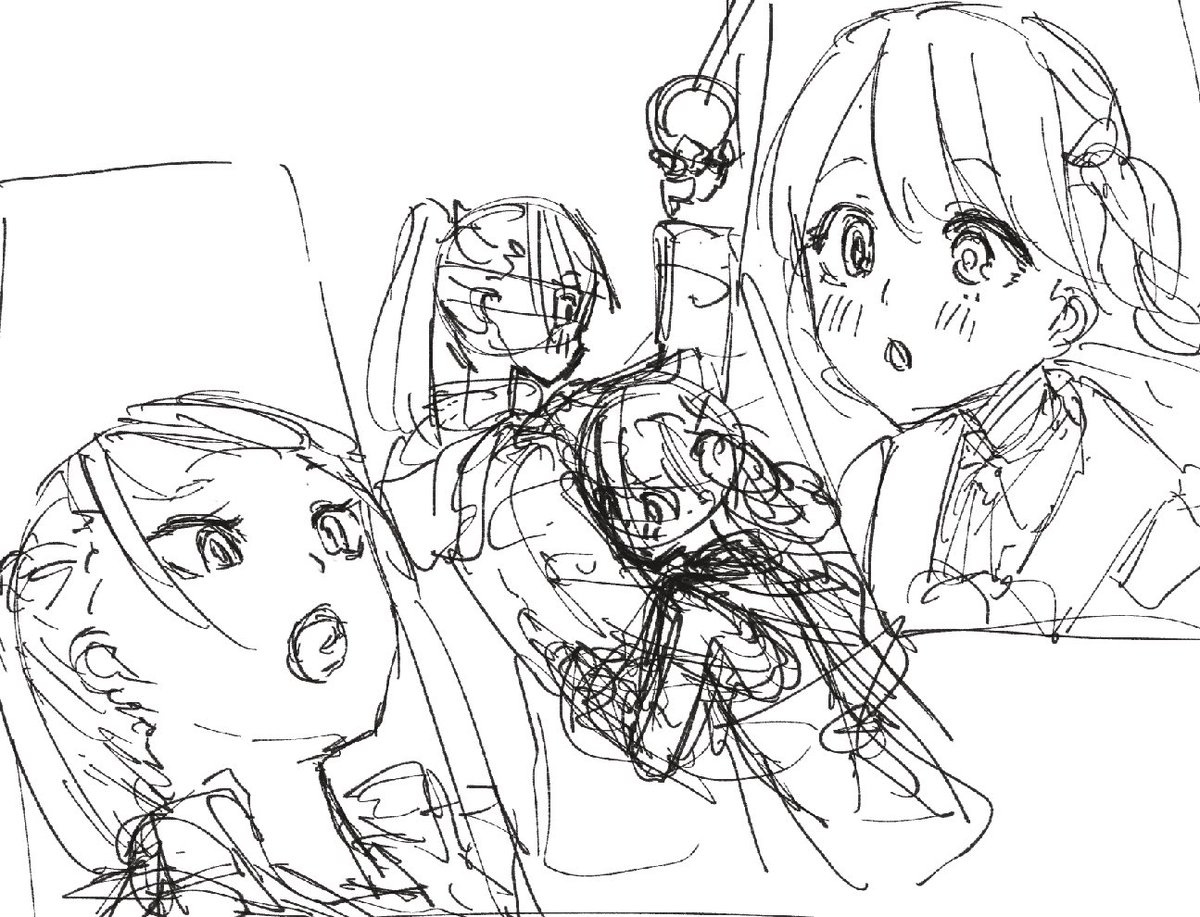 電車で抱き合っちゃう中学生モデルちゃんと小糸ちゃんのラフ 