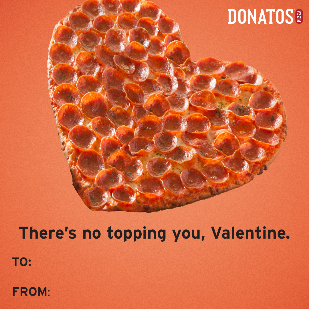 Need help with your Valentines? We've got you covered! Share these sizzling hot 🔥 Donatos Valentines featuring Heart Shaped Pizza, and thank us later! 🍕❤