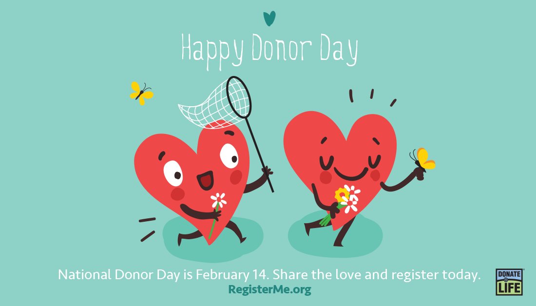 DonateLife's tweet photo. Happy #NationalDonorDay! Share the love &amp; register your decision to be an organ, eye and tissue donor at https://t.co/sX9arWRhfD. To all registered donors, deceased donors &amp; donor families, and living donors - thank you for your lifesaving generosity. 💙💚❤️ #ShareTheLove https://t.co/J4sb8kOaWj