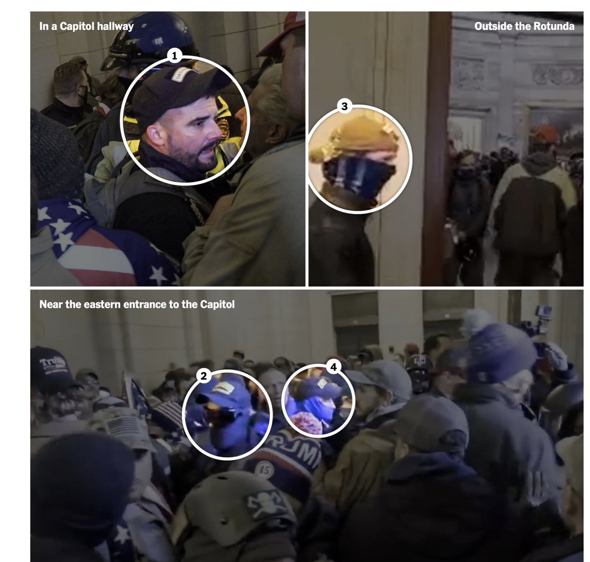 6/ KEY EVIDENCE: here are the six men linked to the  #OathKeepers that guarded Roger Stone... now inside the  #Capitol, participating in the insurrection.