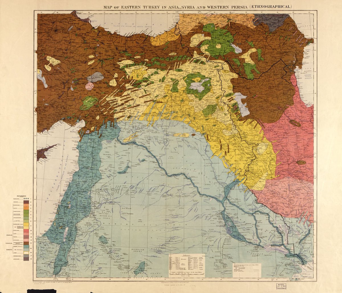 Rasputinish's tweet photo. #US #UK #EU know well that #Kurd claim to statelet on E-Bank of #Euphrates #Syria is fabricated
#UK's Maunsell prepared Map in 1910 showing #Kurd Homeland (dark yellow) in #Turkey/#Iraq NOT #Syria
#Qamishli was founded in 1925 south of #Nisibis Turkey on #Assyrian Lands
#OilGrab https://t.co/GVJ8hlFQLf