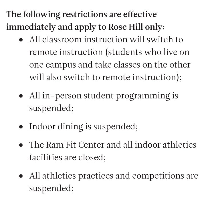 Athletes are the only people impacted by this and they get tested weekly...<a href="/FordhamWBB/">Fordham Women's Basketball</a> has a chance to win the conference but now can’t play/practice until right before the A10s. Interesting to say the least when the rest of the student body isn’t remotely affected by this