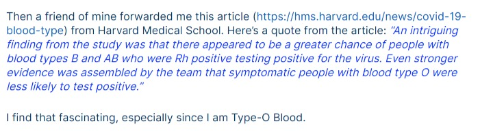By the way: As Diamandis notes, blood type affects test results. Thirty-seven percent of all people are Type-O.