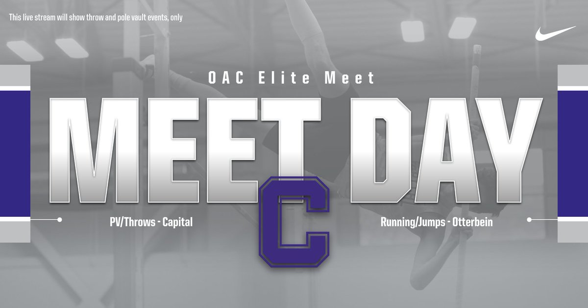 cap_athletics's tweet image. Today is ... MEET DAY! @CapXCTF will be splitting off into two locations for the OAC Elite Meet today!
💜Throws &amp;amp; PV will stay and compete at The Cap Center at 1pm. 
🔴Runners and jumpers will head up the road to Otterbein to begin action at 11am! #CapTrack #CapFam

👇 LINKS👇