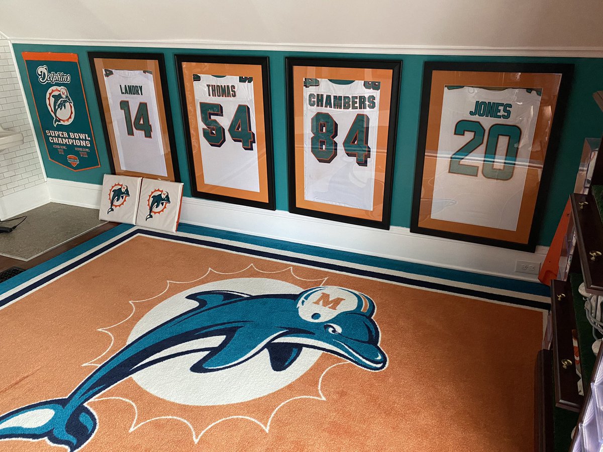 NYPhin's tweet photo. The moving of my Dolphins room to the 3rd floor is complete. Happy with the way everything came out too. But the challenges of a 100 year old house and nothing being even and level is another story. https://t.co/cqpHNkwiJF