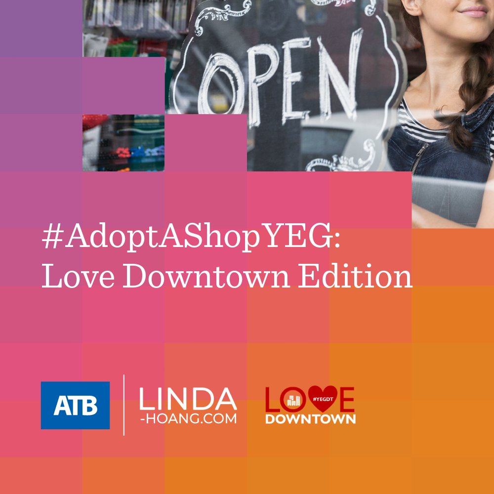 Happy Valentine's Day! I'm excited to launch #AdoptAShopYEG: Love Downtown Edition, in partnership with <a href="/atbfinancial/">atbfinancial</a> + #yegdt Recovery Task Force! 

Nominate a downtown biz that could use support then "adopt" (and shop) from my curated list of biz ➡️ linda-hoang.com/adoptashopyeg-… #yeg