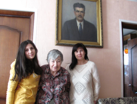 Oh I also forgot to mention, he married a soviet women and his granddaughters live in Russia, here are his two granddaughters and his daughter in front of a portrait of him