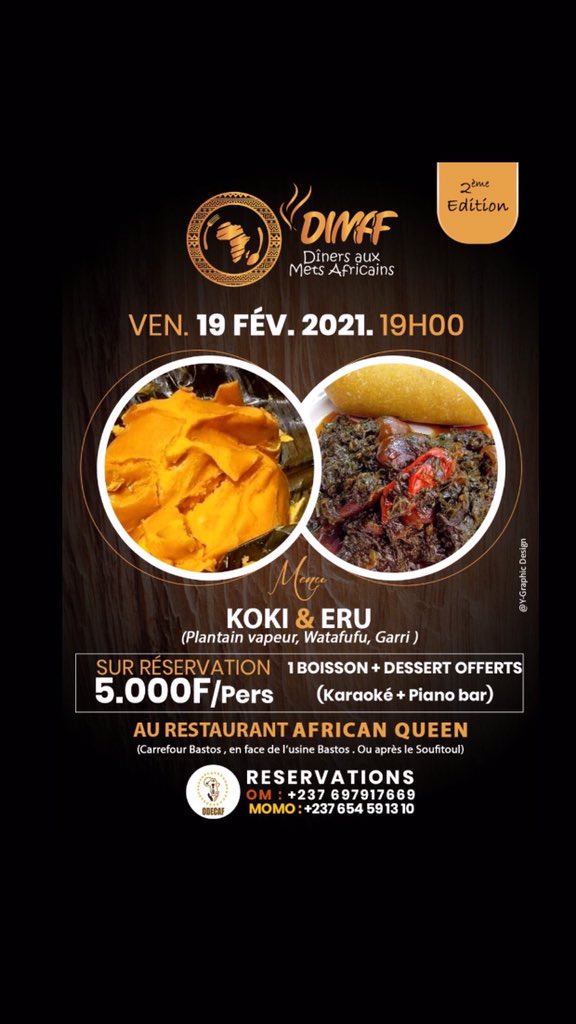 Dimaf_'s tweet photo. @in_stimablee Vous pouvez cesser d’attendre en participant aux Dîners aux Mets Africains vendredi 19 février 2021.

Soyez des nôtres.😊 https://t.co/5COT9EMxyG