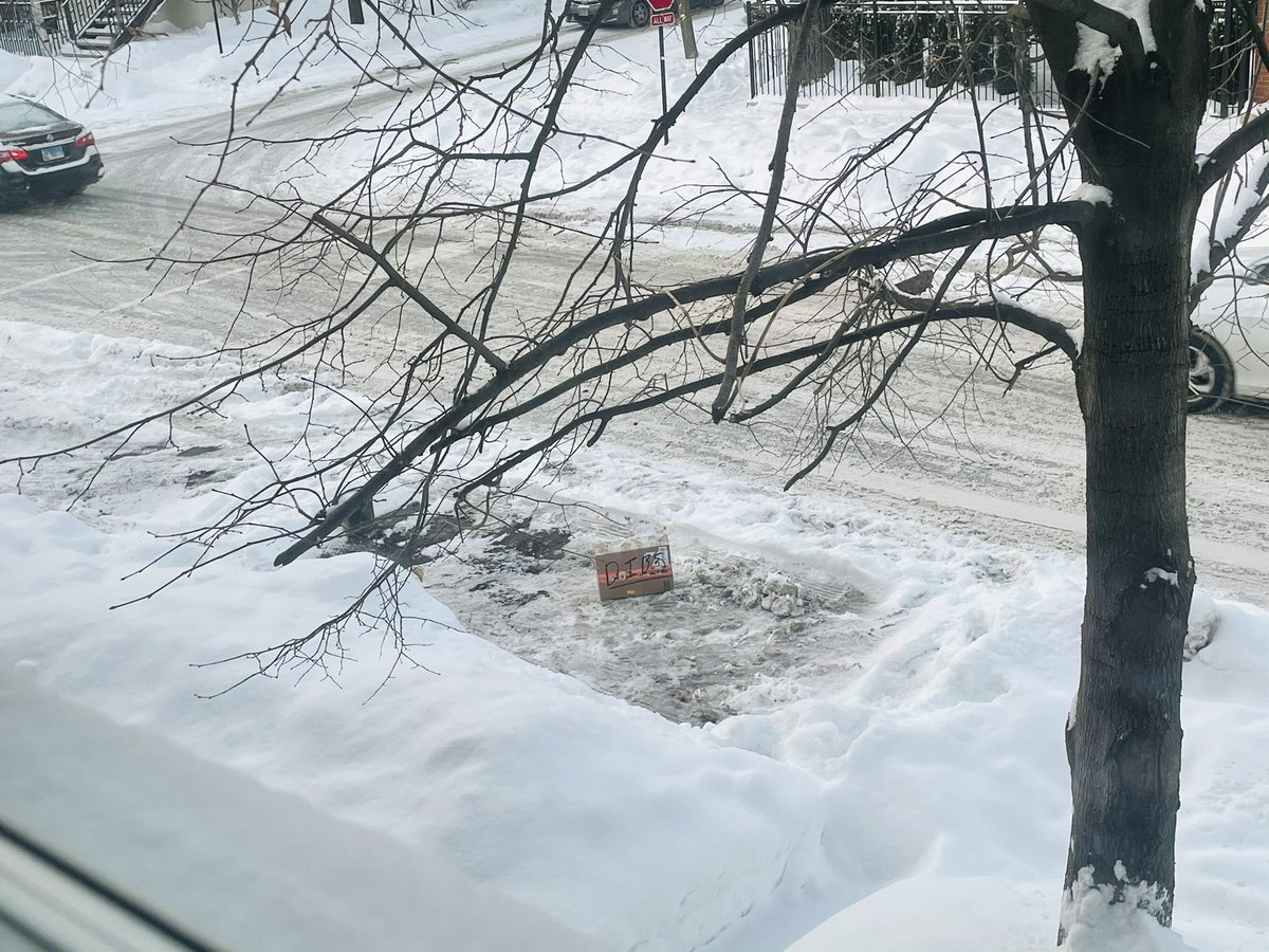 _javieraguilar's tweet photo. โDibsโ (in Chicago): The act of placing an object (mostly furniture, but anything goes) to claim your parking space after shoveling it out during winter season. #ChicagoDibs #ChicagoSlang #Neighborhoods #Winter #Midwest https://t.co/Z39dBeIymG