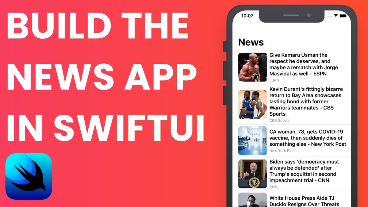 tundsdev's tweet image. In todays video, we’ll be building a news app using SwiftUI and Combine, the data will be coming from @jsngr lil api’s 👀
Let’s get ittt 💪🏾
#swiftui #iosdev #swiftuitutorial #swiftlang
VIDEO 🎥 youtu.be/M2psX-JwHdE