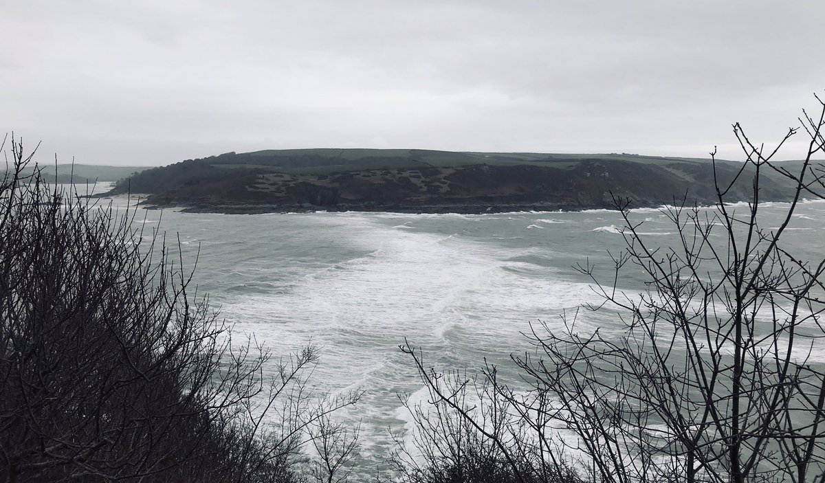 michellerybob's tweet photo. Waves rolling into Salcombe today. 
February sending its best shades of grey.
#salcombe #bolthead #sharpitor #swcoastpath #devon #sea #February2021 #devonlife https://t.co/1Z6T3nOlH8