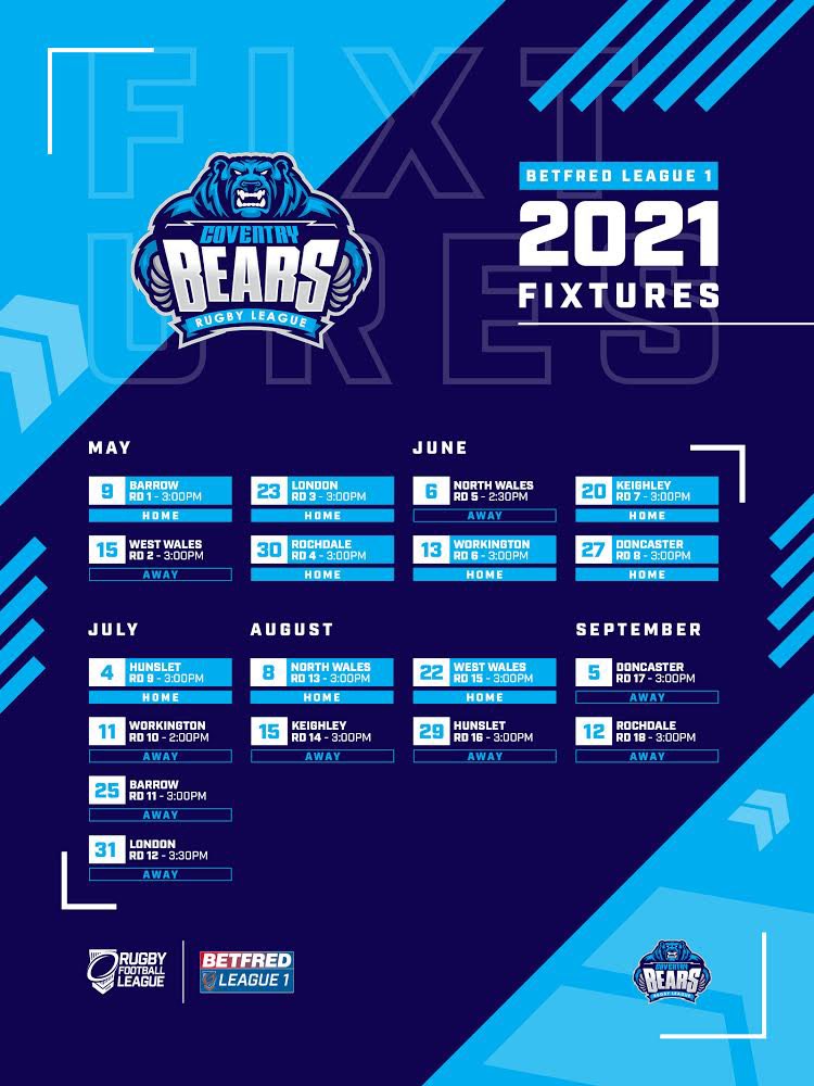 @coventrybears 2021 Fixtures have now been released read more here:
coventrybears.com/blog/t43yqh8or…