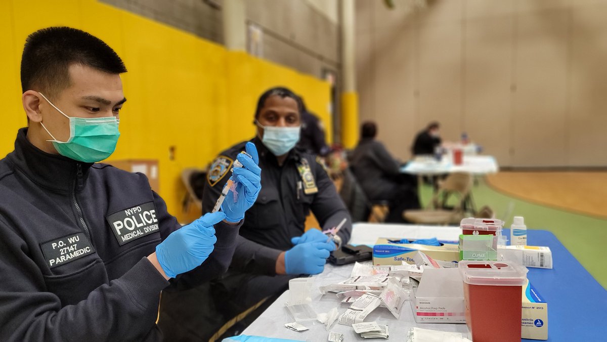 Today, medically trained NYPD personnel are helping administer the COVID-19 vaccination to senior citizens in Harlem.
 
Our work in the community goes well beyond fighting crime, as we are committed to every aspect of public safety. 
 
We are #OneNewYork