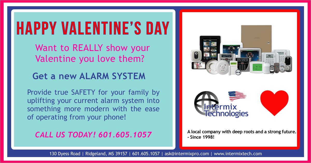 Intermix_Tech's tweet image. Want to REALLY show your Valentine how much you LOVE them? Get a new ALARM SYSTEM! Call me! 601.605.1057 #intermixtech #alarmsystem #valentines #WeSaveBees