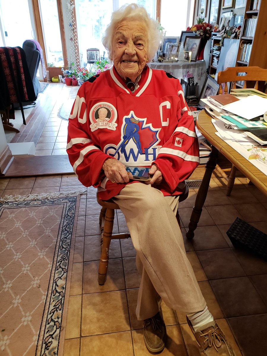 OWHAhockey's tweet image. Happy 100 years young. Hazel is an inspiration and a special person who we love and admire. Thank you for your contributions to people everywhere.  #owhahazel100