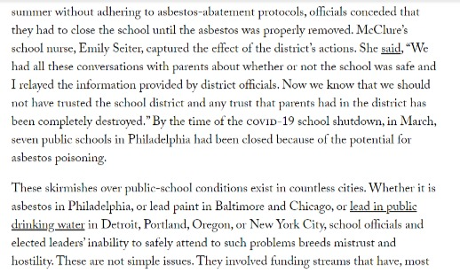 You especially can't ask Black, Latino and Indigenous families who have suffered the most from COVID infection, death and debilitation to do so without improving ventilation in their school buildings, especially in light of how they have been shortchanged so often before COVID.