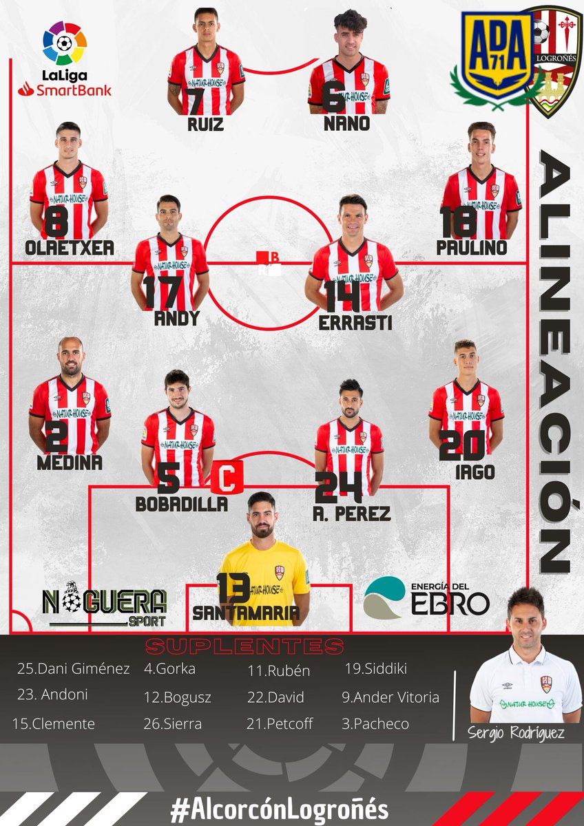 BR__Design's tweet image. 𝗔𝗟𝗜𝗡𝗘𝗔𝗖𝗜𝗢́𝗡 | 𝐸𝑠𝑡𝑒 𝑒𝑠 𝑛𝑢𝑒𝑠𝑡𝑟𝑜 𝑜𝑛𝑐𝑒 𝑖𝑛𝑖𝑐𝑖𝑎𝑙 𝑝𝑎𝑟𝑎 𝑒𝑛𝑓𝑟𝑒𝑛𝑡𝑎𝑟𝑛𝑜𝑠 𝑎𝑙 @AD_Alcorcon

#AlcorconLogroñes 
#LaLigaSmartBank