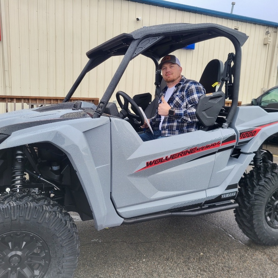 Dustin is ready to hit the trails in his new Wolverine RMax 2! #yamahaoffroad #wolverine #rmax #big1family