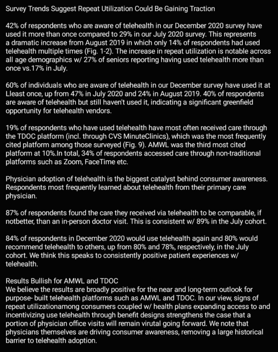  $TDOC  $AMWL Repeat Utilization Gaining Traction - Cowen