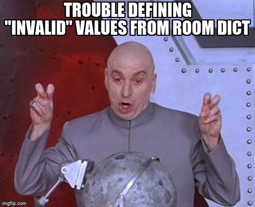 overflow_meme's tweet image. trouble defining &quot;Invalid&quot; values from room dict stackoverflow.com/questions/6620… #keyvaluestore #dictionary #whileloop #python
