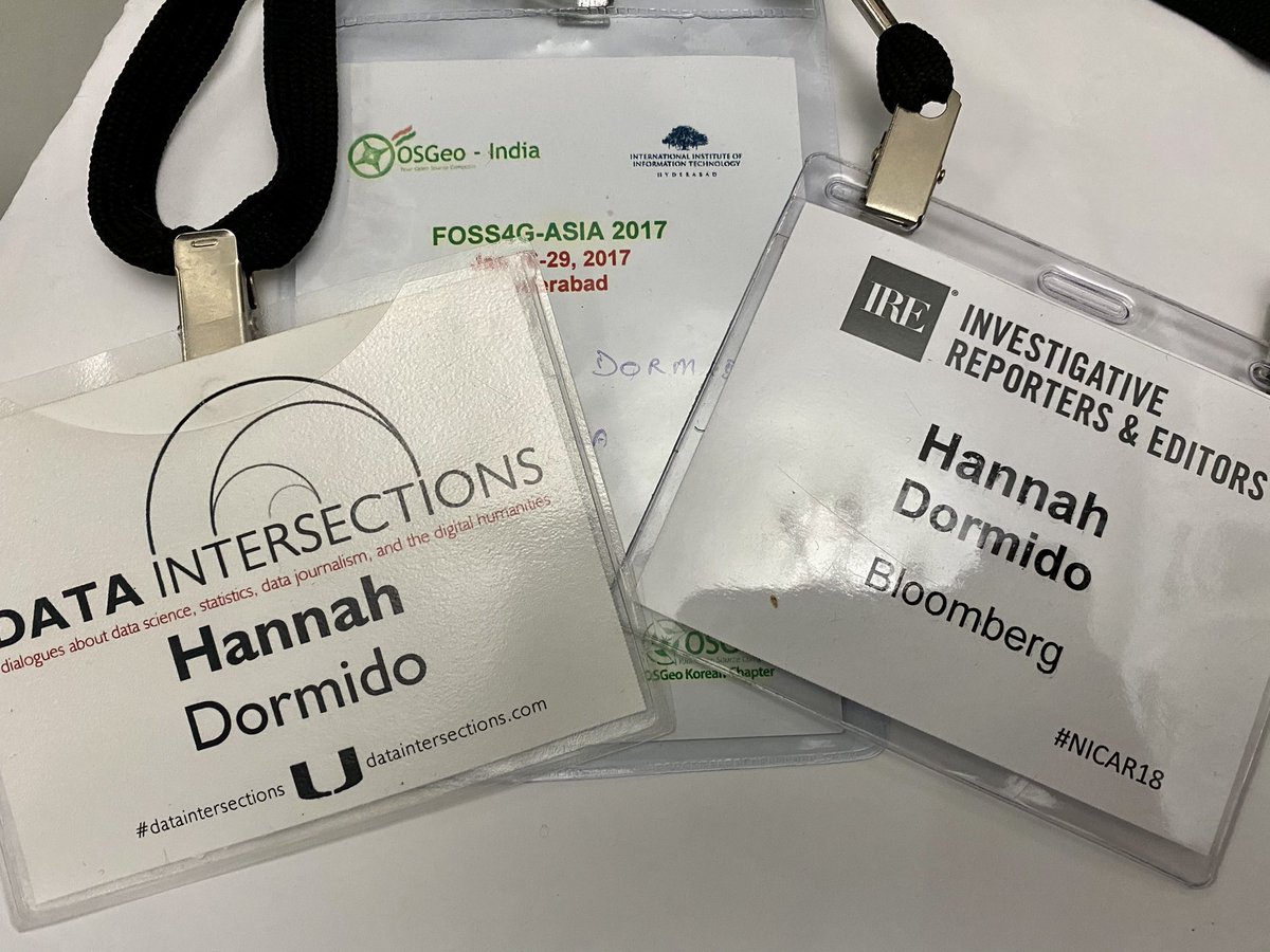 hannahdormido's tweet photo. Decluttering paper docs and stumbled upon these! π I am keeping them! Bloomberg sent me to #FOSS4GAsia 2017 in India. I was on holiday in DC when I flew to Florida to attend #DataIntersections in 2018. Because I was already in the US, BBG then sponsored my #NICAR18 leg. π₯° https://t.co/FqCJqK8DEZ