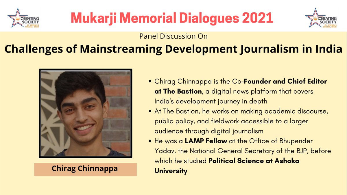 debsocssc's tweet photo. Meet our Panelists #5 

@ChinnappaChirag Co-founder and Chief Editor at @_thebastion_ https://t.co/PbKuyUTpLA