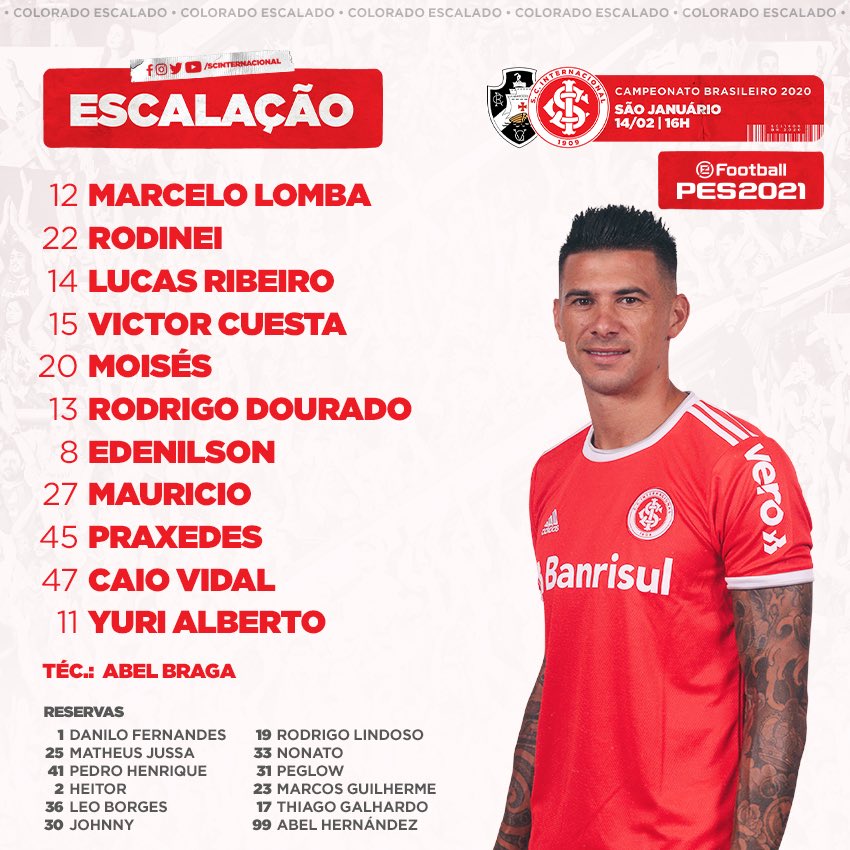 Inter Escalado Para O Duelo Contra O Vasco Da Gama Veja Aonde Assistir Noticias Inter