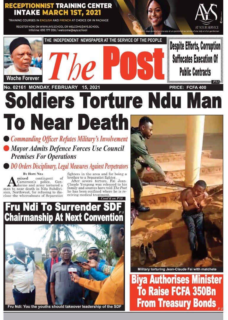 Adjani_OkpuEgbe's tweet photo. Theses are the faces of members of CameroUn #GENOCIDAL Forces who tortured an innocent Ambazonian civilian named Jean Fai BONGONG to coma. #Murder, #rape, #extortion, #looting &amp; #torture are war strategies used by CameroUn forces to shock &amp; awe. #IMFFM NOW. @ida_sawyer @Reuters https://t.co/KER9GnA6IM