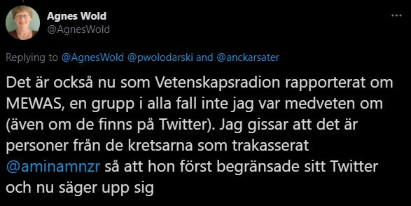 DrTallinger's tweet photo. Agnes Wold driver pÄ hat och pöbelrÀttvisa mot enskilda medmÀnniskor baserat pÄ en "gissning".
Ingen Àr dömd för nÄgot brott men trakasseras öppet och offentligt.
Detta Àr vad historien borde lÀrt oss undvika.
Vi har inte lÀrt oss nÄgot alls.
#SRGate https://t.co/lGfv2Qyqmv