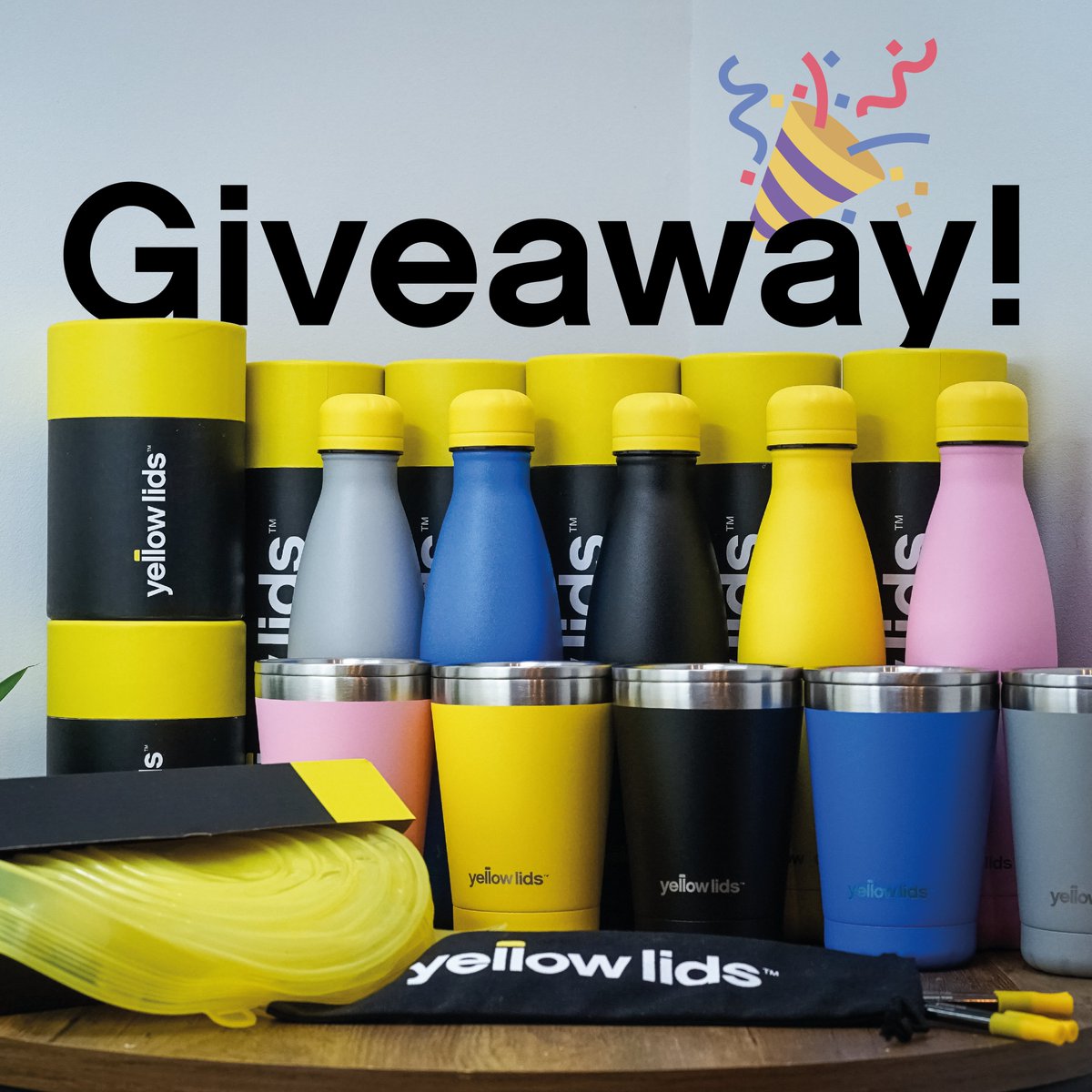 Enter our BIGGEST giveaway ever, worth over £50! 🥳
Win one Bottle, one Reusable Cup, one pack of Reusable Straws and one pack of Stretchy Lids.
Don't miss this! Enter now on our Instagram profile here: instagram.com/yellowlids/ 

#competition #win #giveaway #chance #winner