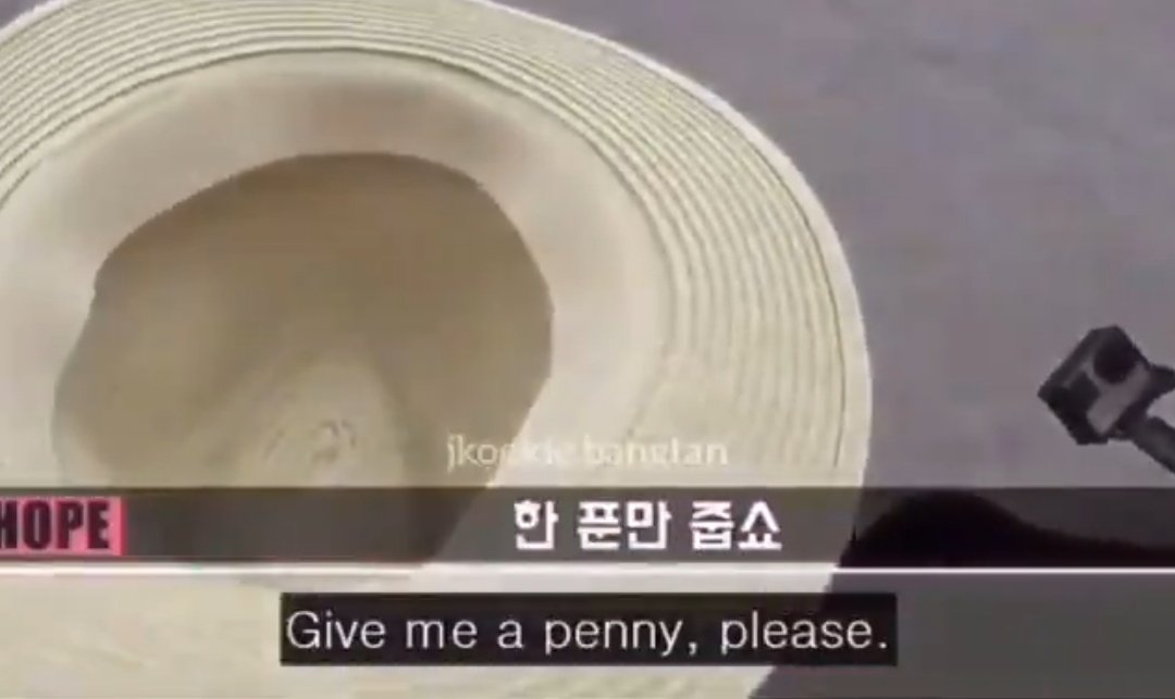 When jimin put money in jungkooks hat and jungkook took his chances and ran for his life
