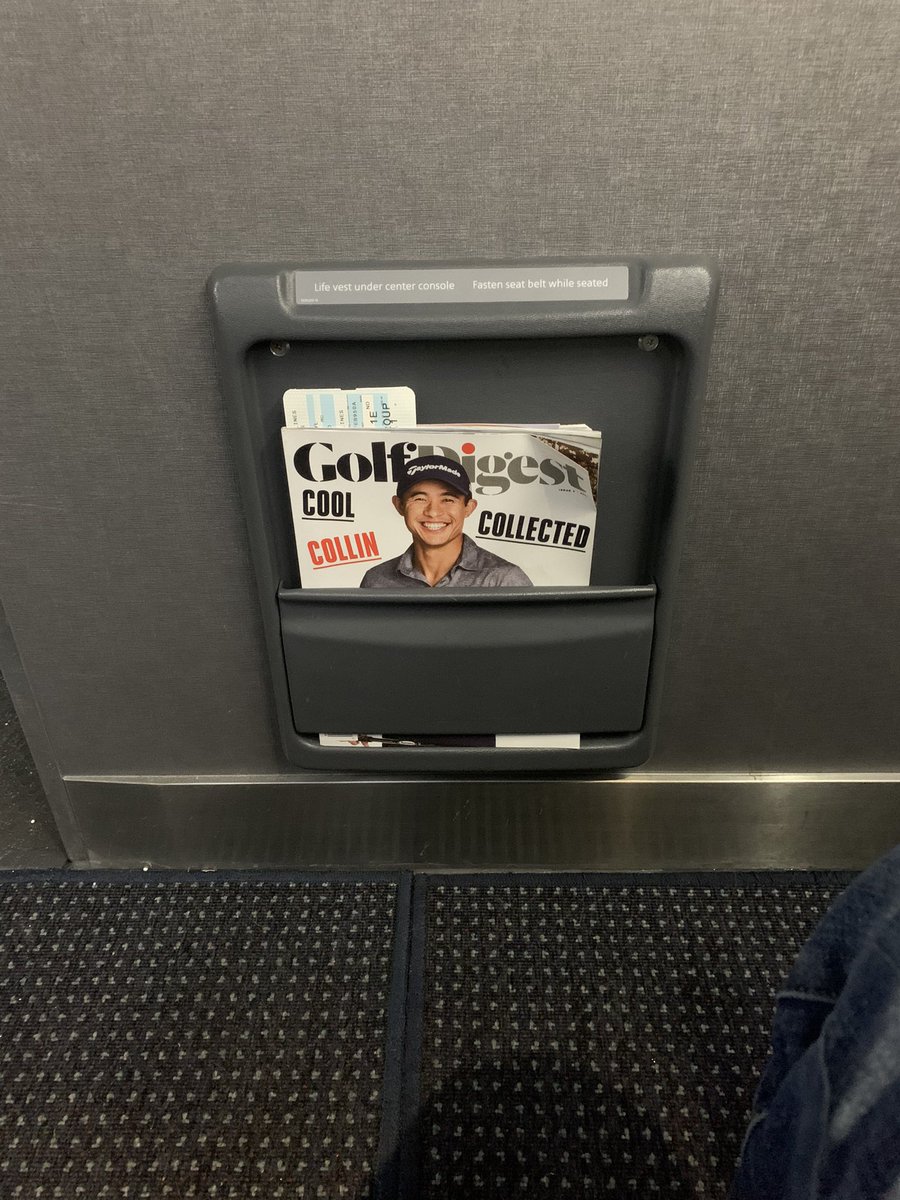 Finished this issue of @GolfDigest featuring @collin_morikawa on my @AmericanAir flight this am.  Crazy how developed a swing can be at just 8.  Glad my 7 year old loves the game.  Hopefully tomorrow brings better weather to play! #golf #travel https://t.co/rqxr3Z3Vc2