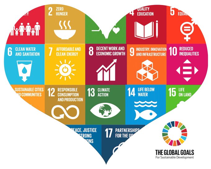 Happy ❤️ #ValentinesDay - ❤️ for #SDGs!

1-No Poverty
2-No Hunger
3-Health
4-Education
5-Gender Equality
6-Water &amp; Sanitation
7-Clean Energy
8-Economies
9-Innovation
10-Reduced Inequality
11-Cities
12-Reduce Consumption
13-Climate
14-Ocean
15-Biodiversity
16-Peace
17-Partnerships