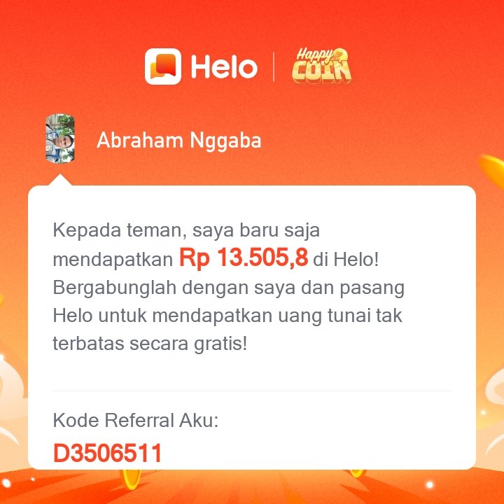 bnggaba's tweet photo. *Kode Referral aku: D3506511* Download Helo dan dapatkan Rp 400 langsung 🤑, dapatkan *Rp 46.000* untuk setiap orang yang kamu undang, tanpa batas. ✅100% Nyata. Klik link berikut untuk download Helo 🔗:
https://t.co/0yQ6Cmjcqr https://t.co/ZzR0IOiN5H