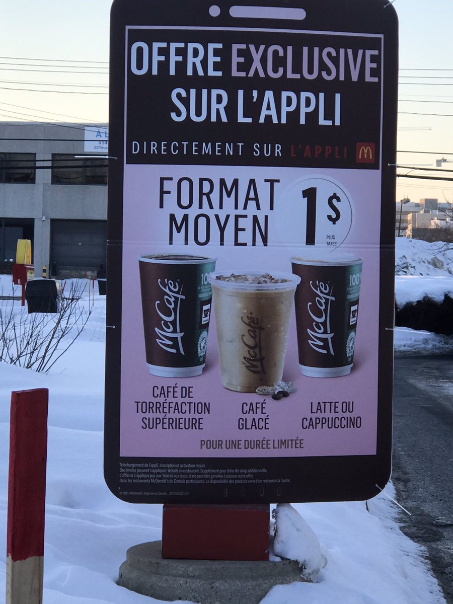 popandplay's tweet photo. It clearly says 1$ for a latte and the manager on Decarie refused to offer the offer @McDonalds   Said something about the date not being in affect. Not so sure about that. Seems like false advertising to me. Not a happy camper I wanted my #latte https://t.co/YHDzFuMIGK