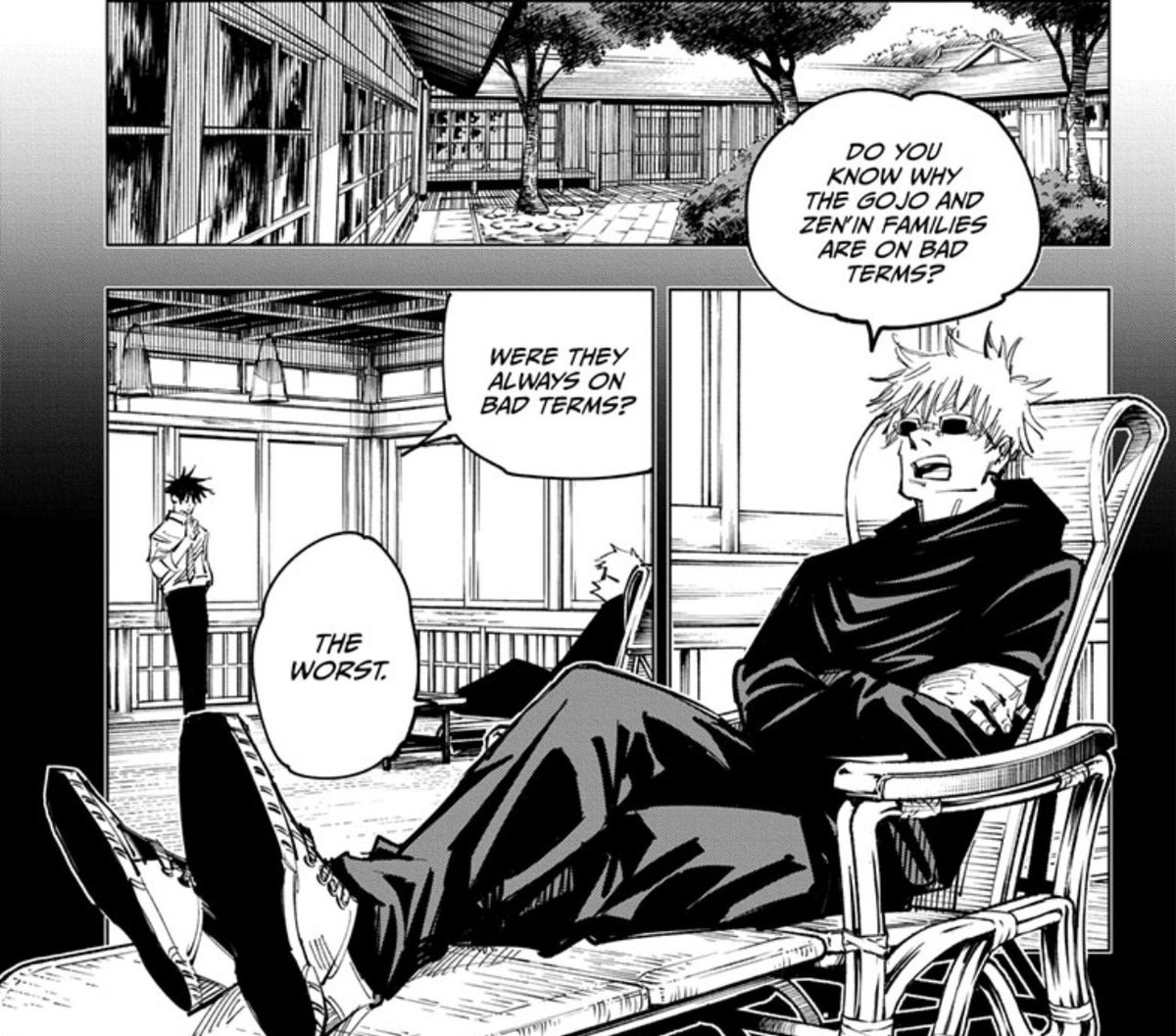 The Zenin & Gojo family have constantly been at odds since the very beginning. Naobito even comments he’ll enjoy “The decline of the Gojo family.” Toji knew the clan head’s desires & also wanted to prove to the Zenin clan he was worthy and to spite them