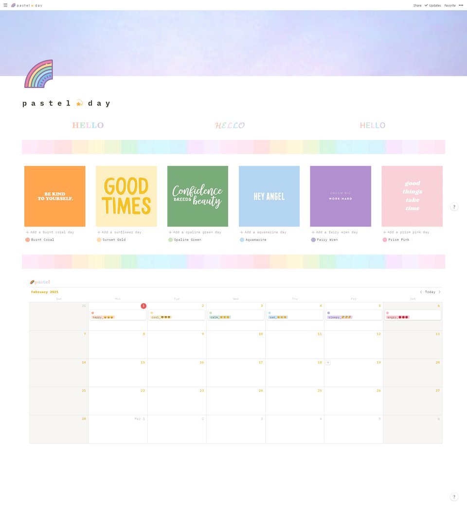 NotionBoost's tweet image. Pantone pastel color calendar dashboard multi template - Ready to use

link: notion.so/p-a-s-t-e-l-d-…

#notion #notiontips #notionboost #notiontemplate