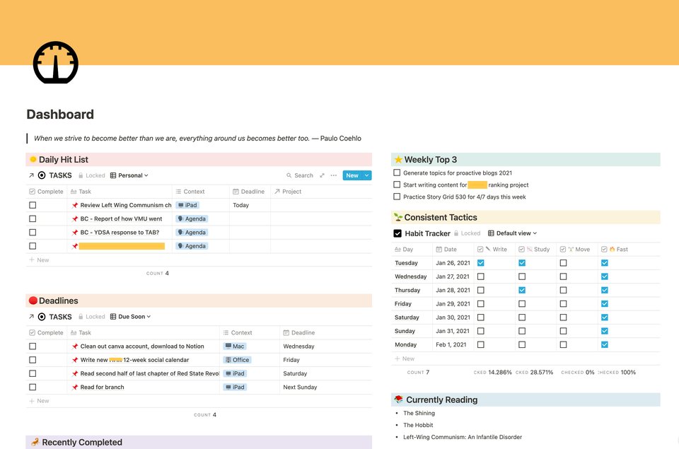 NotionBoost's tweet image. one dashboard for notes, projects, tasks, and reminders.

#notion #notiontips #notionboost #notiondashboard