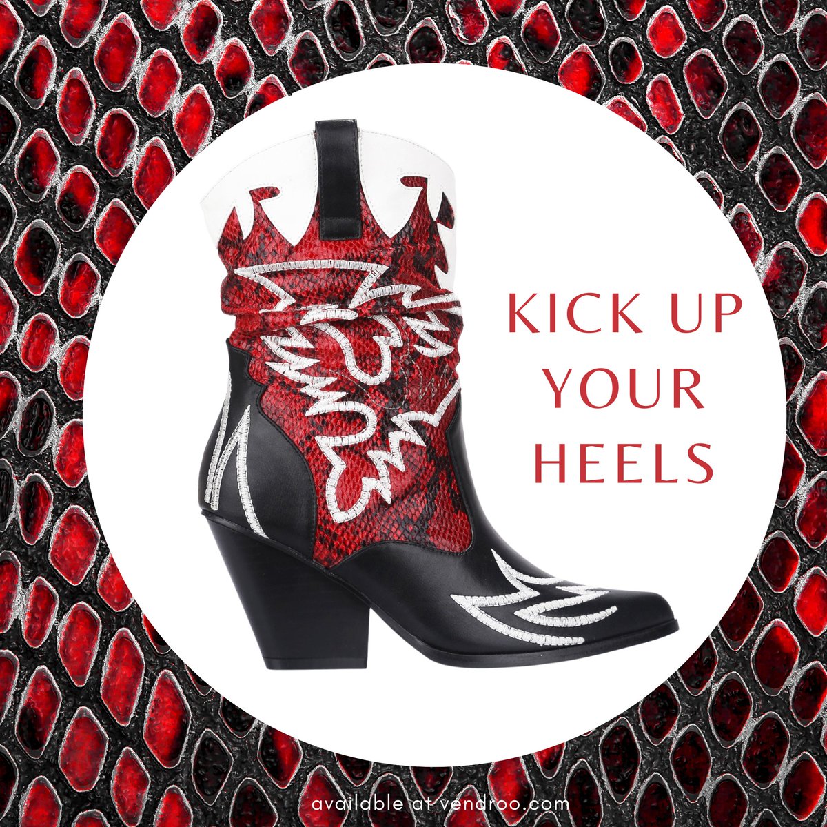 ShopVendroo's tweet photo. Kick up your heels in these and other heeled boots at https://t.co/8l9nvtrfHF and enjoy free US shipping! No minimums. No membership fees. Earn points when you shop. Buy now, pay later, or pay in interest-free installments. Shop small and make a difference. #ShopVendroo https://t.co/F3sk76BBAa