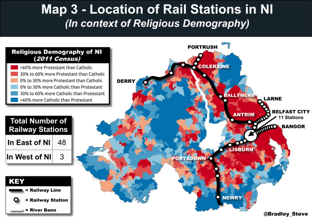 @IamWahl @bertrand_boily @SproutCan @DrJayDrNo @freakindelight @HoosAGoodBoy @mommygalore @MsLizCee We were joking about a tunnel to NI earlier. @WritersFrock sent me a map of the NI railway and how it relates to religion/voting. An incredibly stark commentary on how power through gerrymandering relates to resource allocation therefore life chances. Again this is the UK 2021