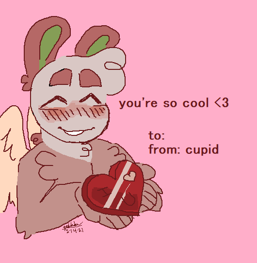 happy valentine's day! i hope you all have a good day despite being single or in quarantine <333

#mspaint #cupid #furry #ValentinesDay #ValentinesCard